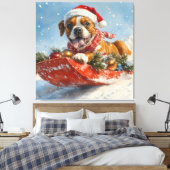 Boxerhond in slee Let it Snow Kerstmis Canvas Afdruk (Insitu (Slaapkamer))