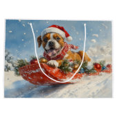Boxerhond in slee Let it Snow Kerstmis Groot Cadeauzakje (Achterkant)