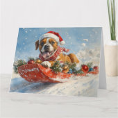 Boxerhond in slee Let it Snow Kerstmis Kaart (Voorkant)