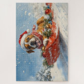 Boxerhond in slee Let it Snow Kerstmis Legpuzzel (Verticaal)