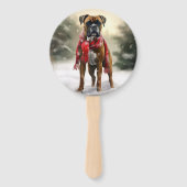 Boxerhond in Sneeuw Kerstmis Handwaaier (Achterkant)