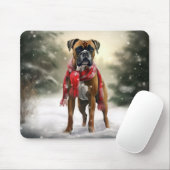 Boxerhond in Sneeuw Kerstmis Muismat (Met muis)