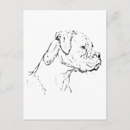 Boxerhond Inktkunst – Minimalistische Hondenlijnte Briefkaart