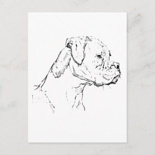 Boxerhond Inktkunst – Minimalistische Hondenlijnte Briefkaart