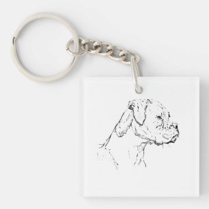 Boxerhond Inktkunst – Minimalistische Hondenlijnte Sleutelhanger