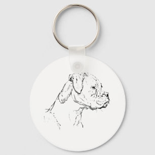 Boxerhond Inktkunst – Minimalistische Hondenlijnte Sleutelhanger