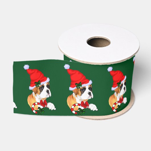 Boxerhond Kerstmis Grosgrain Lint (Spoel)