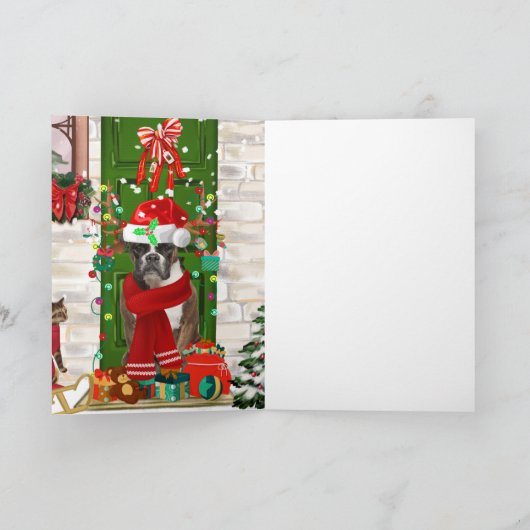 Boxerhond Kerstmis  Kaart (Binnen)