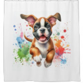Boxerhond Kleurensplash Douchegordijn (Voorkant)