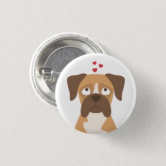 Boxerhond knopspeld, Boxerhond Speld, Boxerliefheb Ronde Button 3,2 Cm (Voorkant /achterkant)