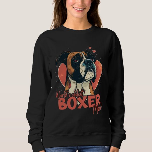 Boxerhond met hartdecoratie Coolste Boxermoeder Trui (Voorkant)