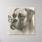 Boxerhond met vlinder zachte ontmoeting canvas afdruk (Voorkant)