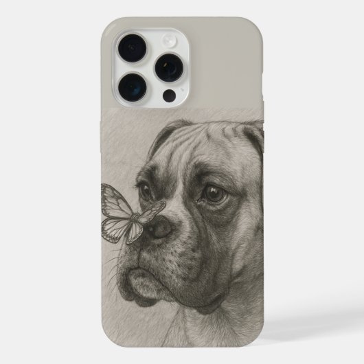 Boxerhond met vlinder zachte ontmoeting iPhone hoesje (Achterkant)