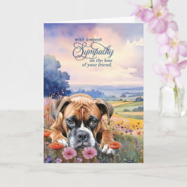 Boxerhond met wilde bloemen huisdier rouwkaart kaart