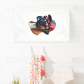 Boxerhond met Wit Rood Blauw Spandoek (Insitu)