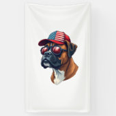 Boxerhond met Wit Rood Blauw Spandoek (Verticaal)