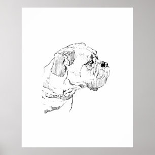 Boxerhond – Minimalistische Illustratie voor Honde Poster