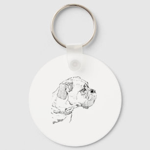 Boxerhond – Minimalistische Illustratie voor Honde Sleutelhanger