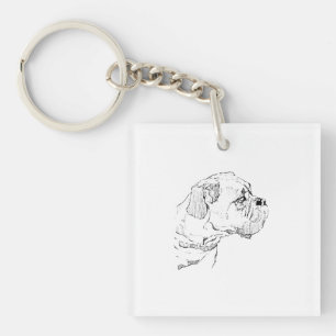 Boxerhond – Minimalistische Illustratie voor Honde Sleutelhanger