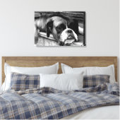Boxerhond op vensterbank 24x16 (60x40cm) waccnm canvas afdruk (Insitu (Slaapkamer))