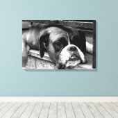 Boxerhond op vensterbank 24x16 (60x40cm) waccnm canvas afdruk (Insitu (Houten vloer))