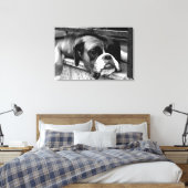 Boxerhond op vensterbank 36x24 (90x60cm) waccnm canvas afdruk (Insitu (Slaapkamer))