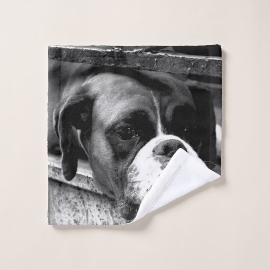 Boxerhond op vensterbank BTCNA Bad Handdoek (Wasdoekje)