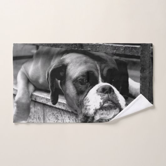 Boxerhond op vensterbank BTCNA Bad Handdoek (Handdoek)