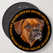 Boxerhond Ronde Button 6,0 Cm (Voorkant /achterkant)