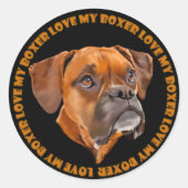 Boxerhond Ronde Sticker (Voorkant)