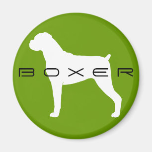 Boxerhond Silhouet met Natuurlijke Oren Magneet