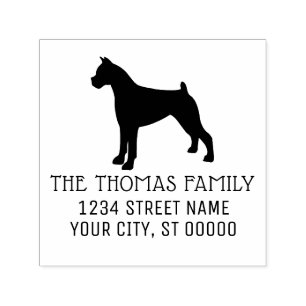 Boxerhond Silhouet Naam Adres Monogram Zelfinktende Stempel