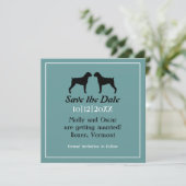 Boxerhond Silhouetten Trouw Save the Date (Staand voorkant)