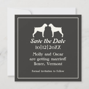 Boxerhond Silhouetten Trouwen Save the Date