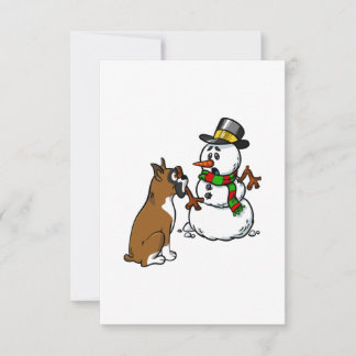 Boxerhond Sneeuwman Kerstmis Kaart