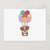Boxerhond vliegt met kleurrijke ballonnen briefkaart (Voorkant)