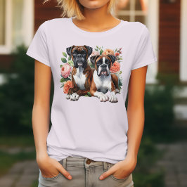 Boxerhonden Duo Tussen De Bloemen T-shirt