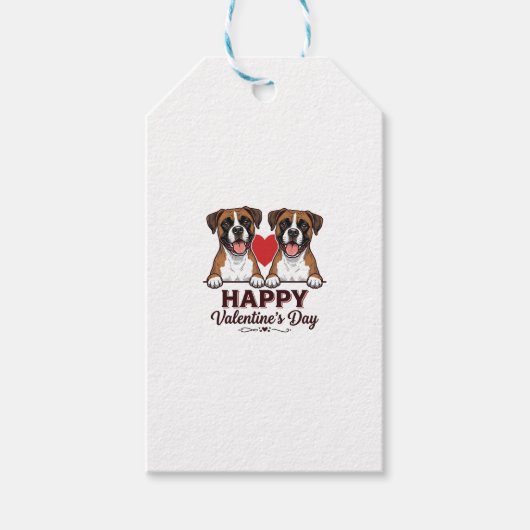 Boxerhonden Fijne Valentijnsdag Vintage Cadeaulabel (Voorkant)
