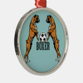 boxerhonden met voetbal metalen ornament (Rechts)