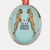boxerhonden met voetbal metalen ornament (Links)