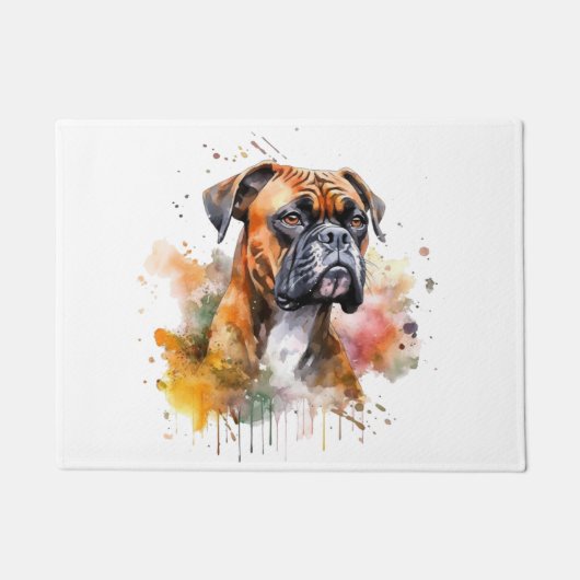BoxerLove Waterverf Artwork - Loyal Canine Breed Deurmat (Voorkant)