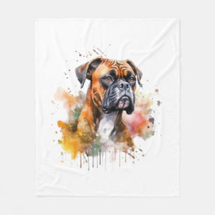 BoxerLove Waterverf Artwork - Loyal Canine Breed Fleece Deken