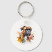 BoxerLove Waterverf Artwork - Loyal Canine Breed Sleutelhanger (Voorkant)