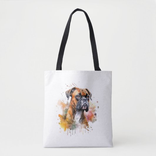 BoxerLove Waterverf Artwork - Loyal Canine Breed Tote Bag (Voorkant)