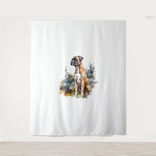 BoxerLoveArt Levendige Waterverf Schilderij van Lo Wandkleed (Voorkant)