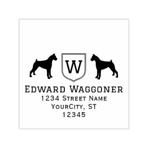Boxers Honden Initiële Monogram Naam Adres Zelfinktende Stempel