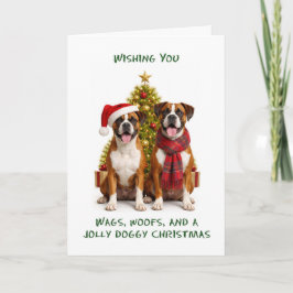 Boxers Honden Kerstmis Feestdagen Kaart