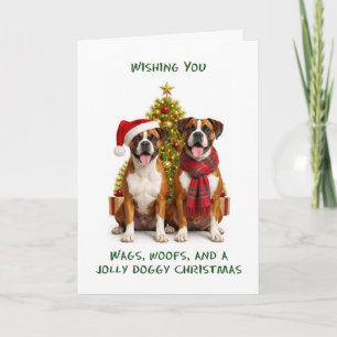 Boxers Honden Kerstmis Feestdagen Kaart