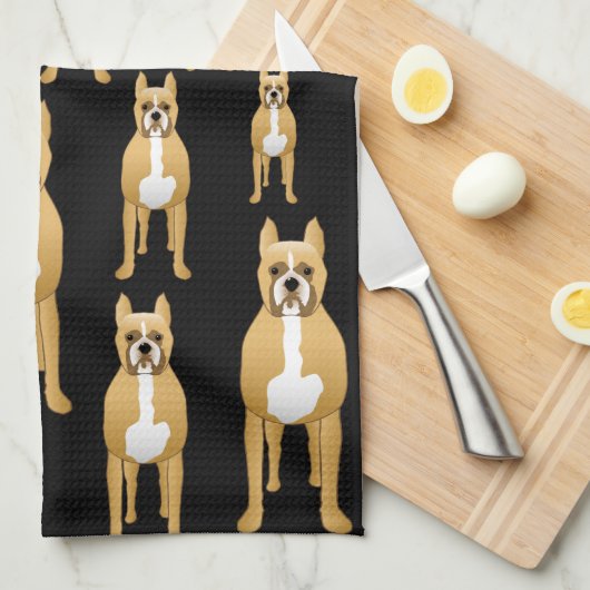 Boxers op Black. Theedoek (Quarter Fold)