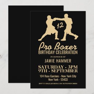 Boxers Silhouette Birthday Party Kaart